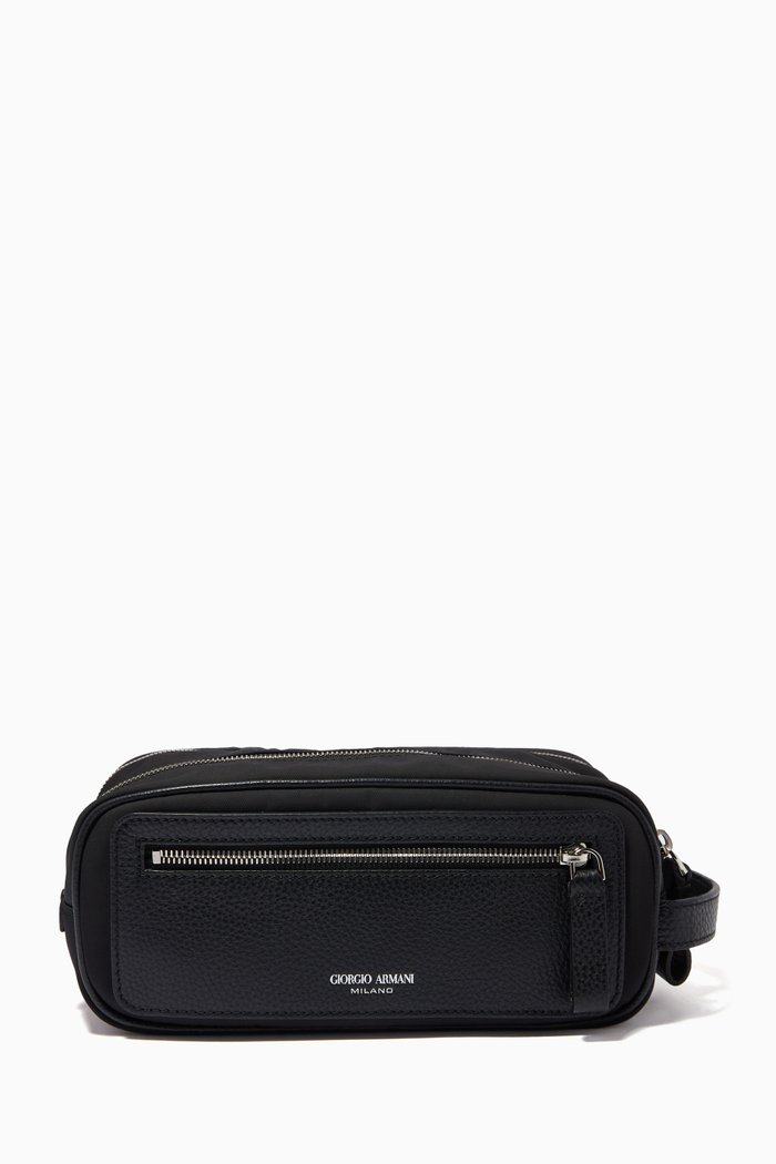

GA Beauty Case in Nylon & Grained Leather, Black