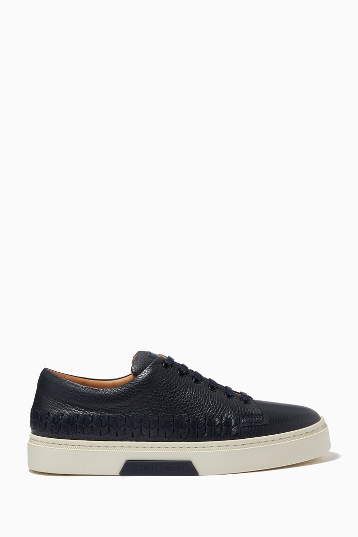 

Chevron Sneakers in Leather, Blue