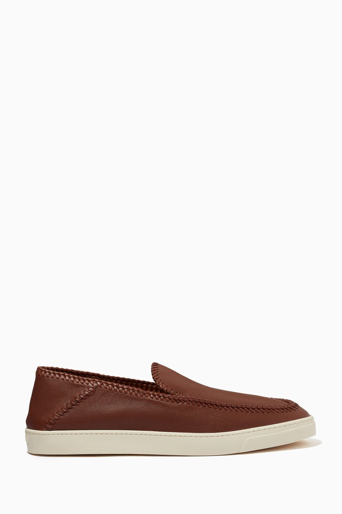 

Slip-on Sneakers in Leather, Brown