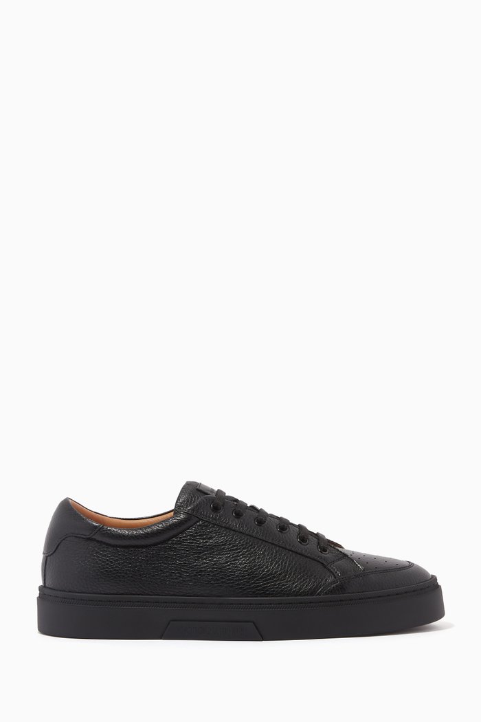 Lace-Up Sneakers in Deer Leather, Black