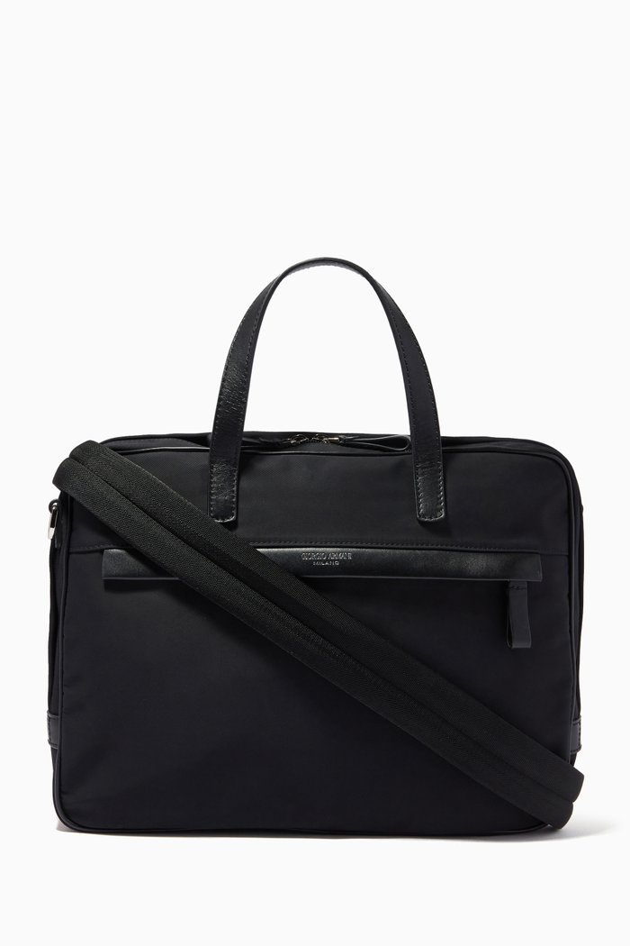 

GA Laptop Briefcase in Nylon & Leather, Black