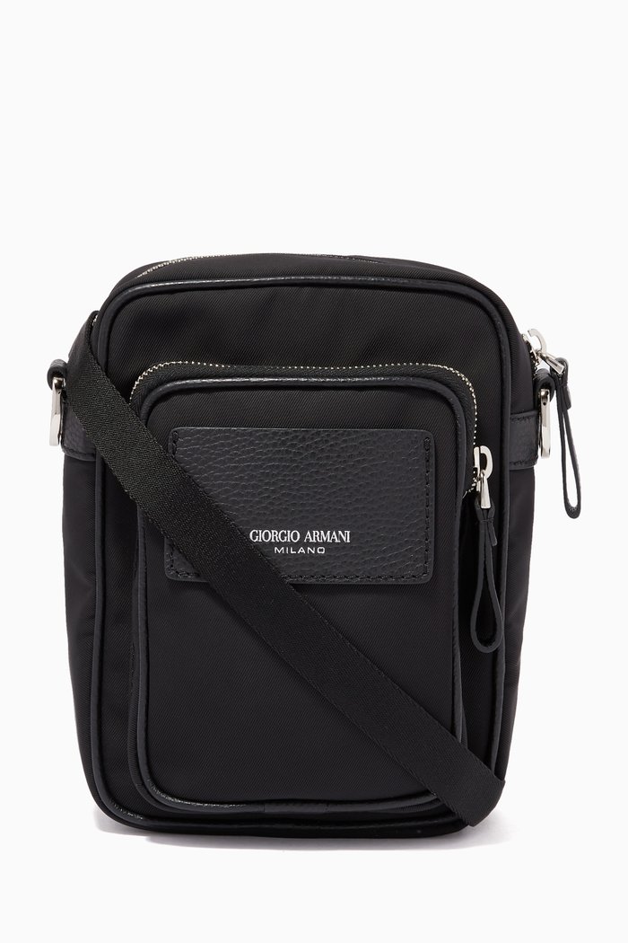 

Reporter Crossbody Bag in Nylon & Leather, Black