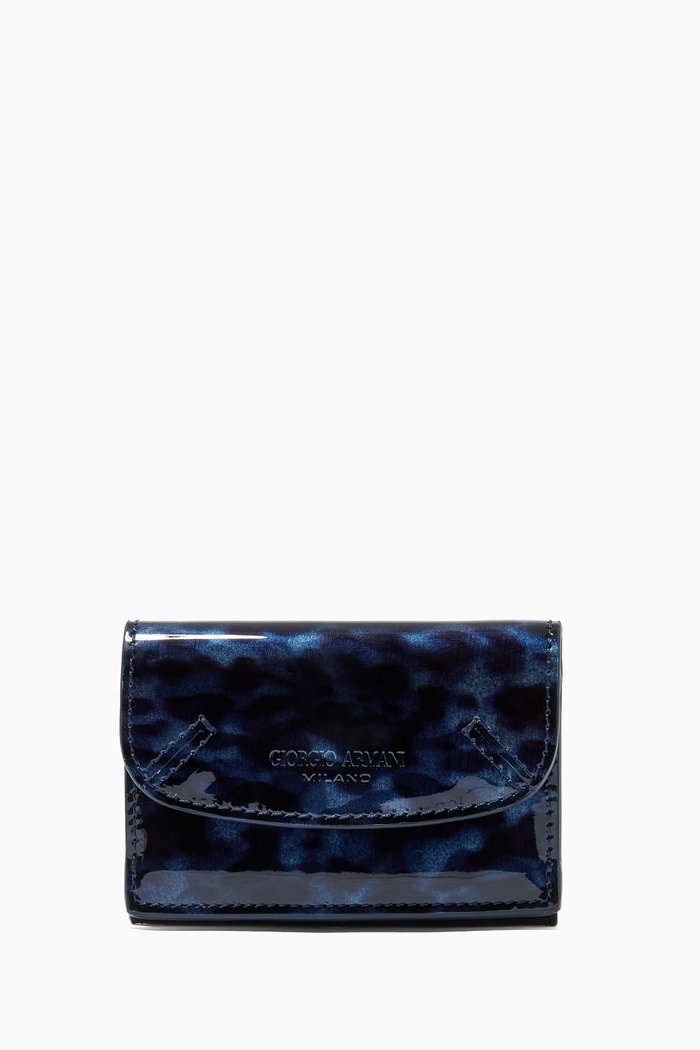 

La Prima Trifold Wallet in Leather, Blue