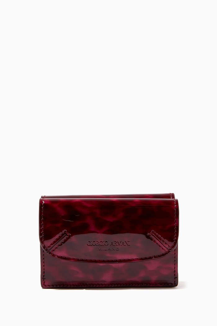 

La Prima Trifold Wallet in Tortoise Print Leather, Red