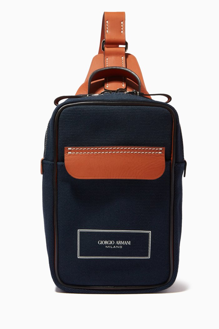 

Colour-blocked Belt Bag in Canvas & Leather, Blue