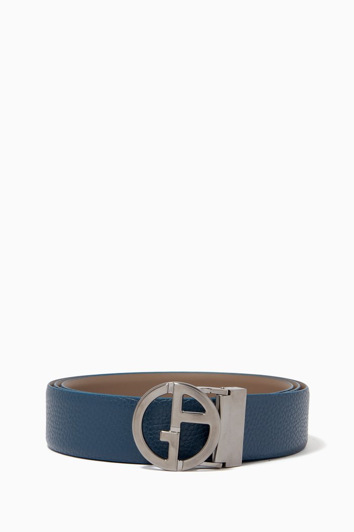 

GA Reversible Belt in Leather, Blue