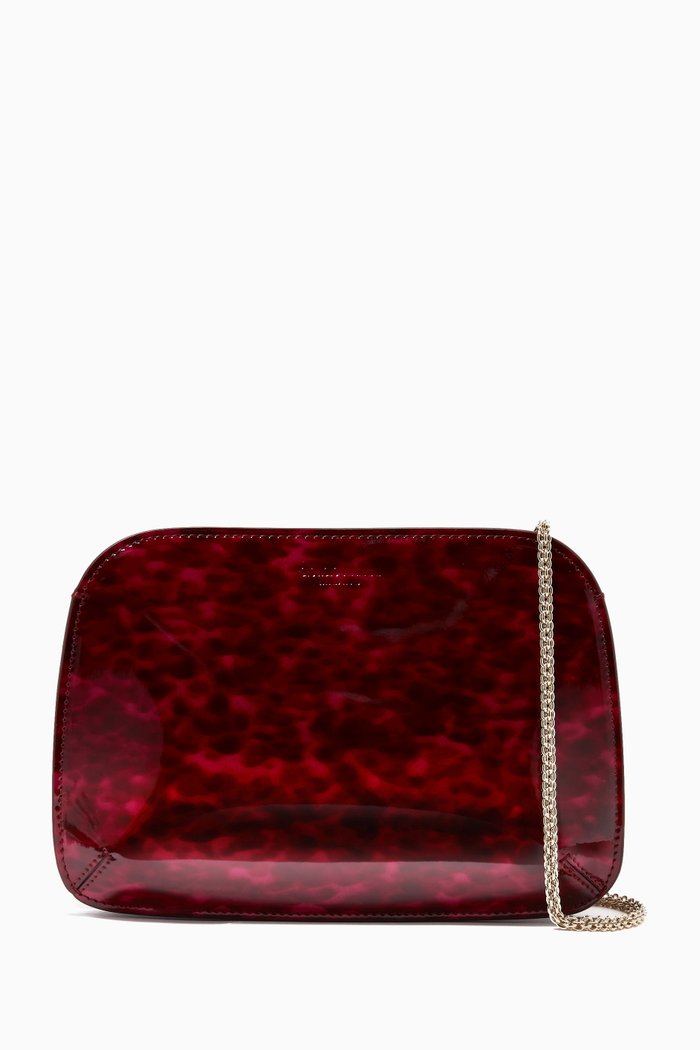 

La Prima Clutch in Tortoise Print Leather, Red