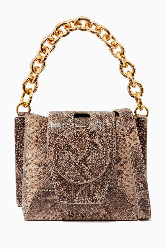 

Daria Bag in Snake Embossed Leather, Brown