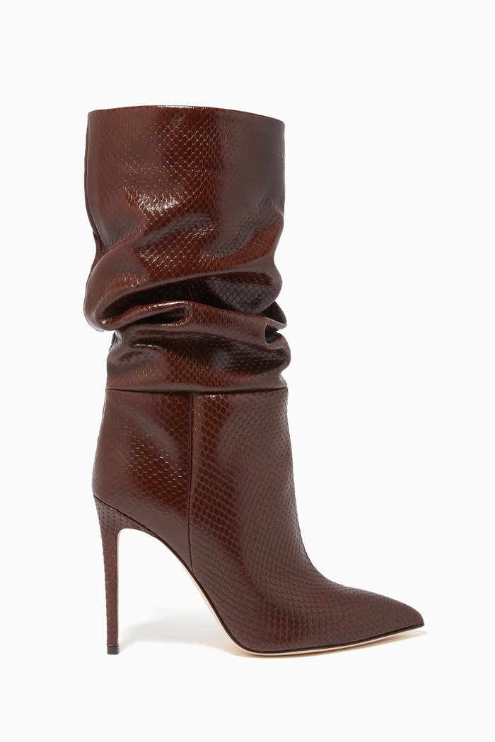 Slouchy Boots in Leather, Brown