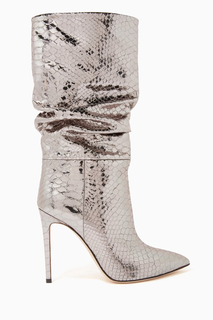 

Slouchy Boots in Leather, Silver