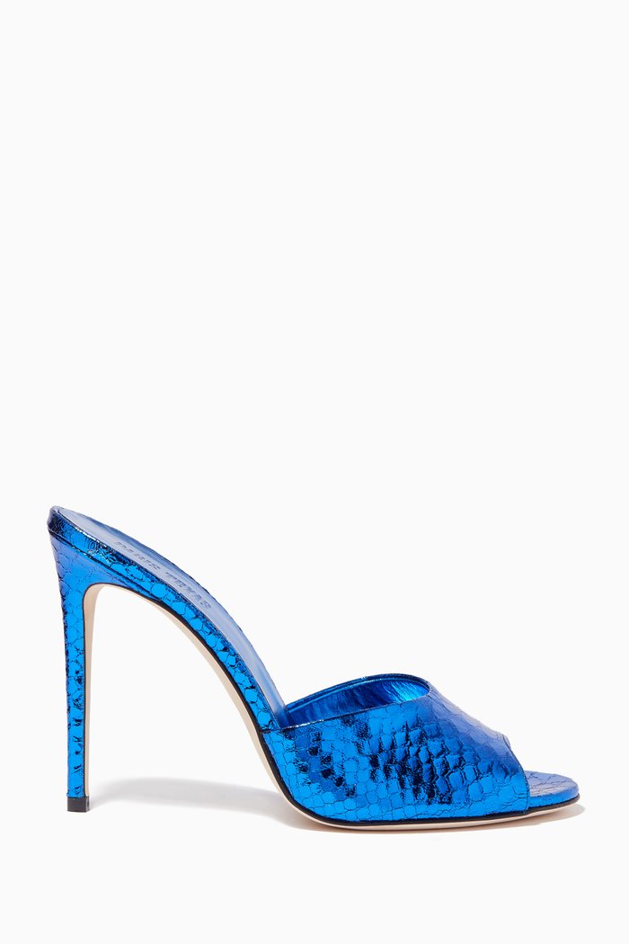 

Mules in Python Print Leather, Blue