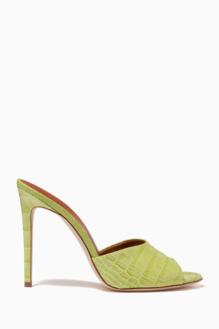 

Mules in Croc-Embossed Leather, Green