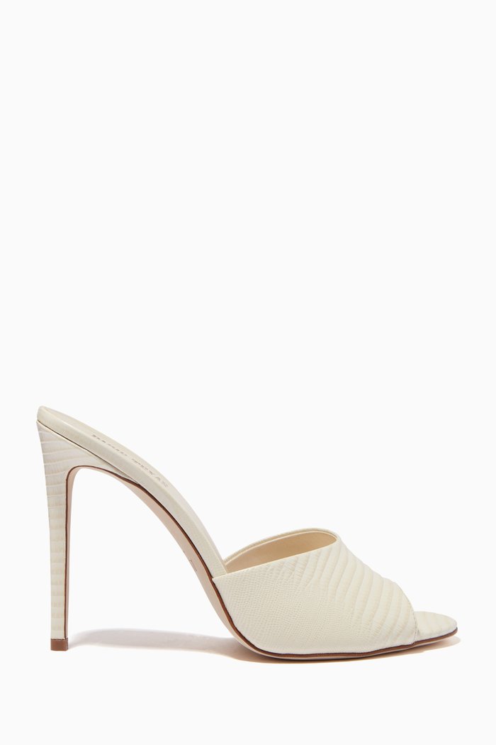 

Mules in Croc-Embossed Leather, White