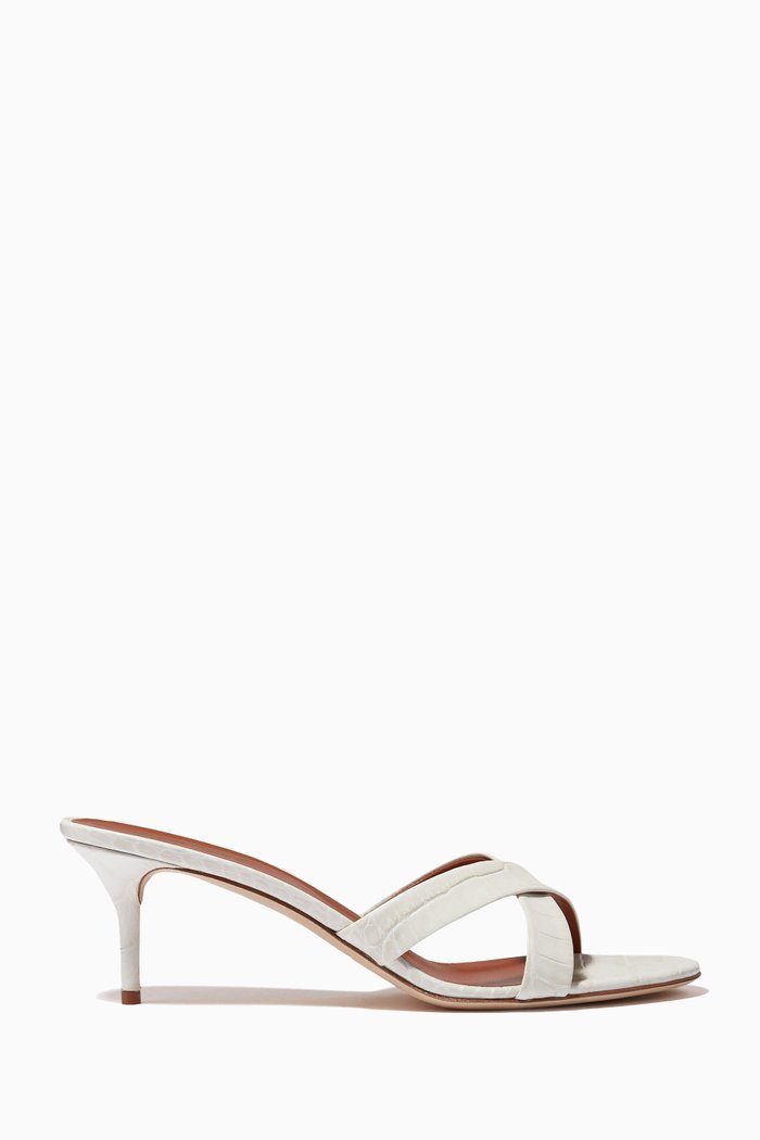 

Gloria Mules in Croc-Embossed Leather, Neutral