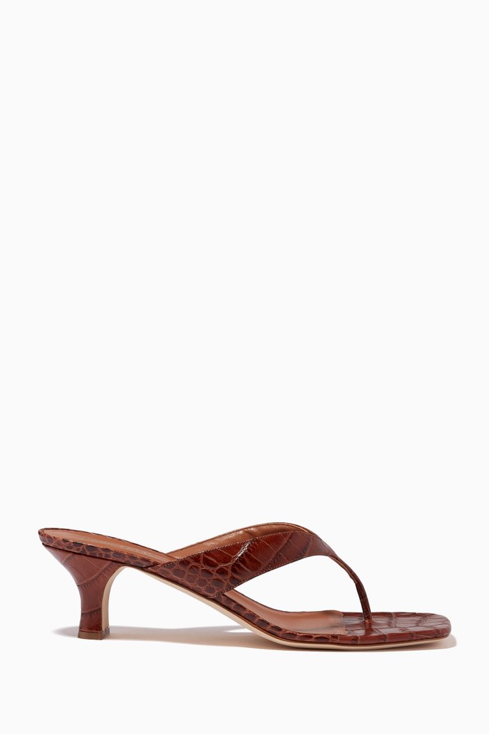 

Portofino Mules in Croc-Embossed Leather, Brown