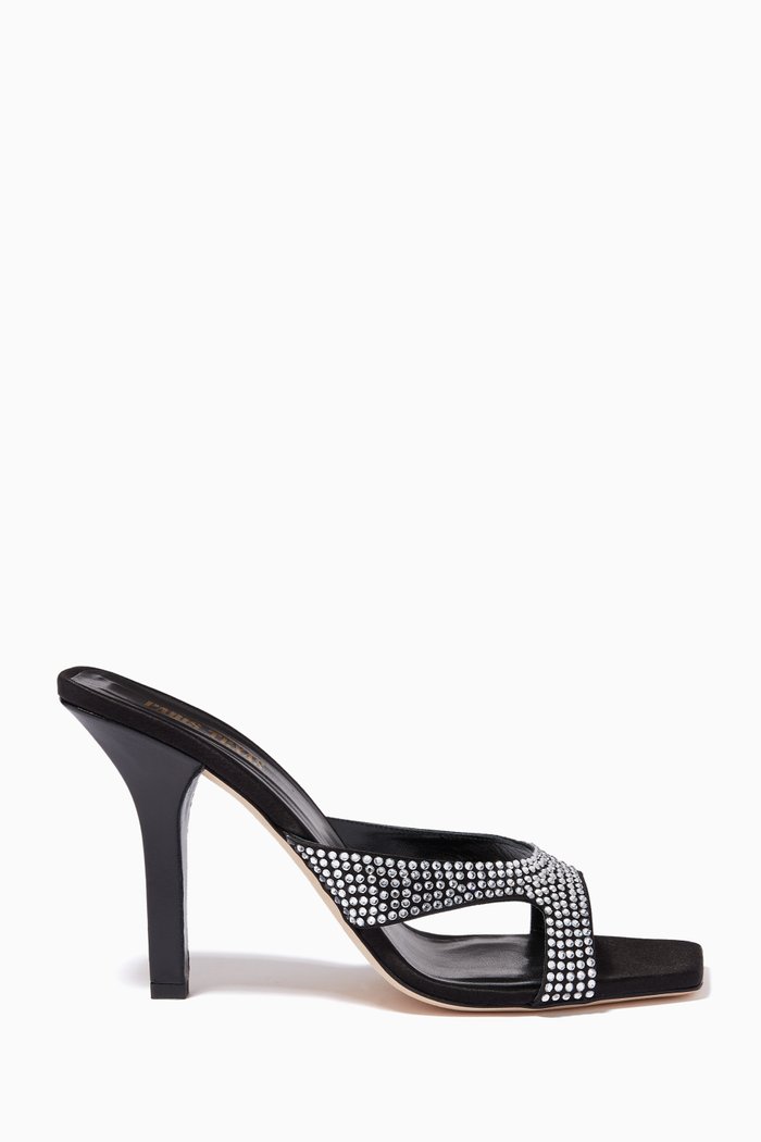

Kate Crystal Mules in Satin, Black