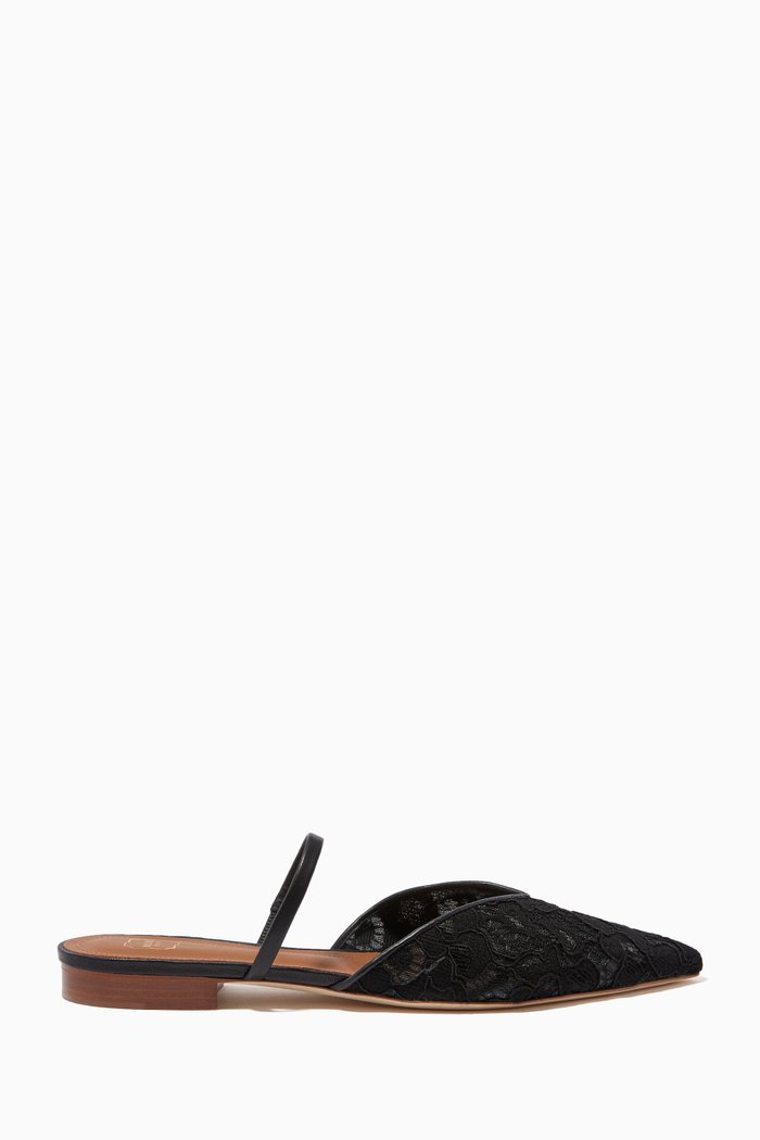 

Marla Flats in Leather & Lace, Black