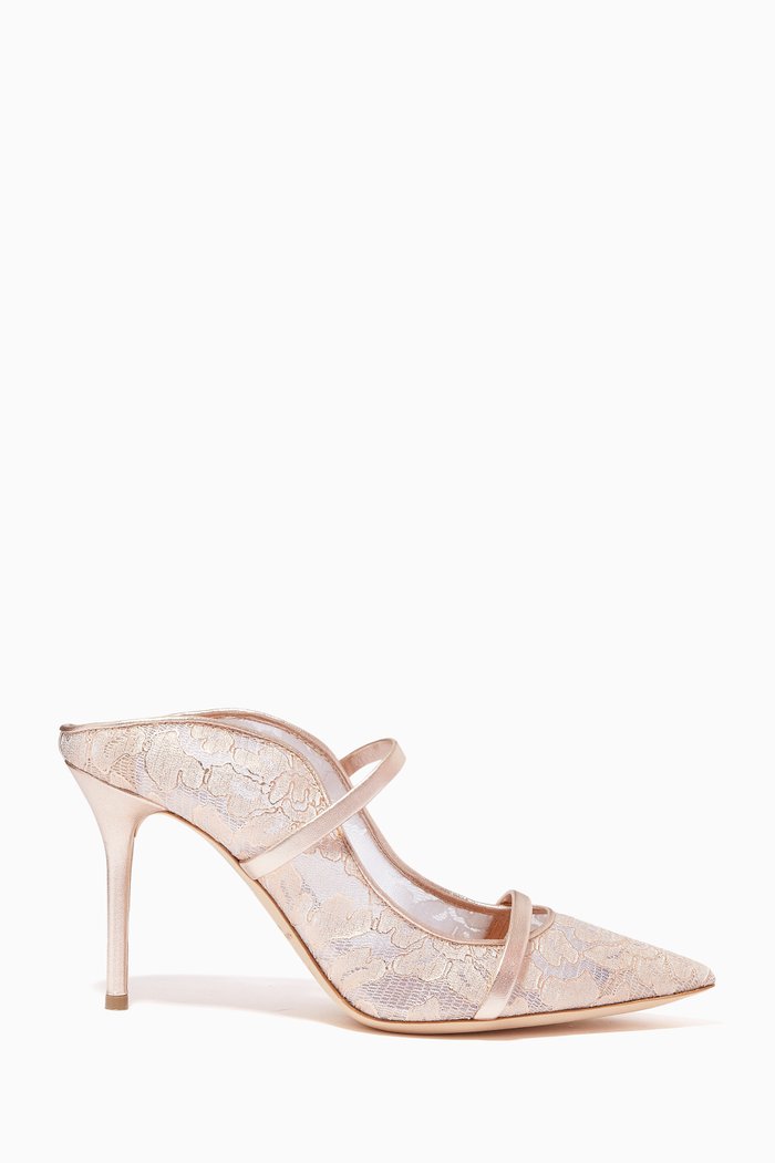 

Maureen 85 Pumps in Metallic Leather & Lace