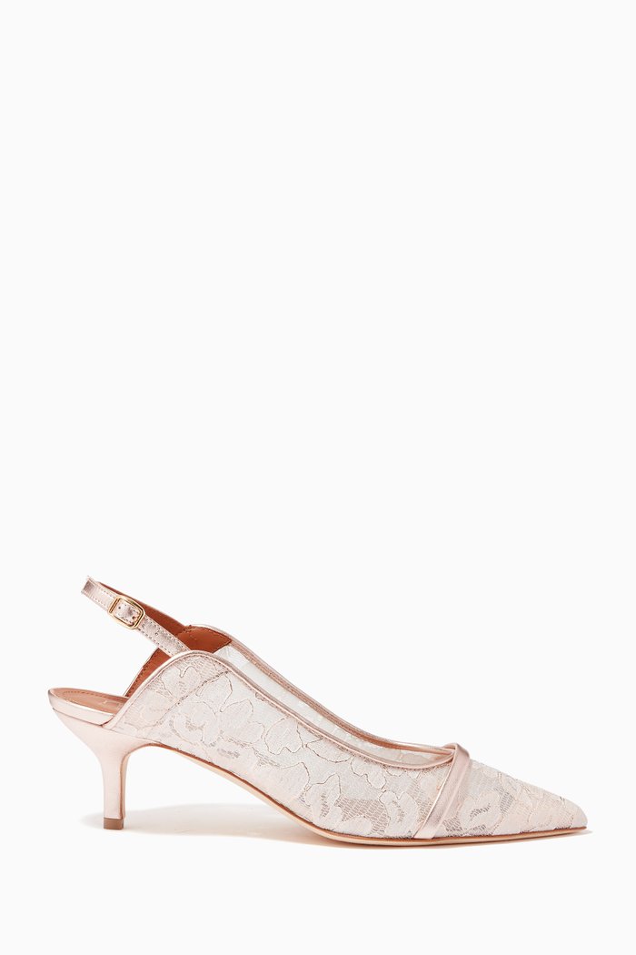 

Marion 45 Pumps in Metallic Leather & Lace
