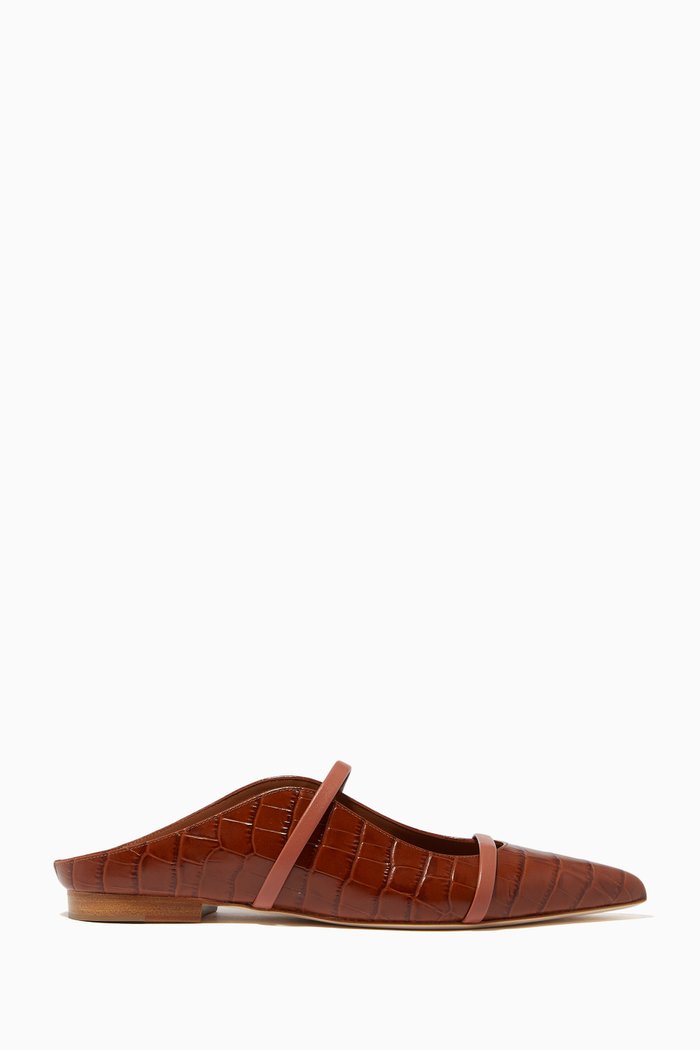 

Maureen Flats in Croc-Embossed Leather, Brown