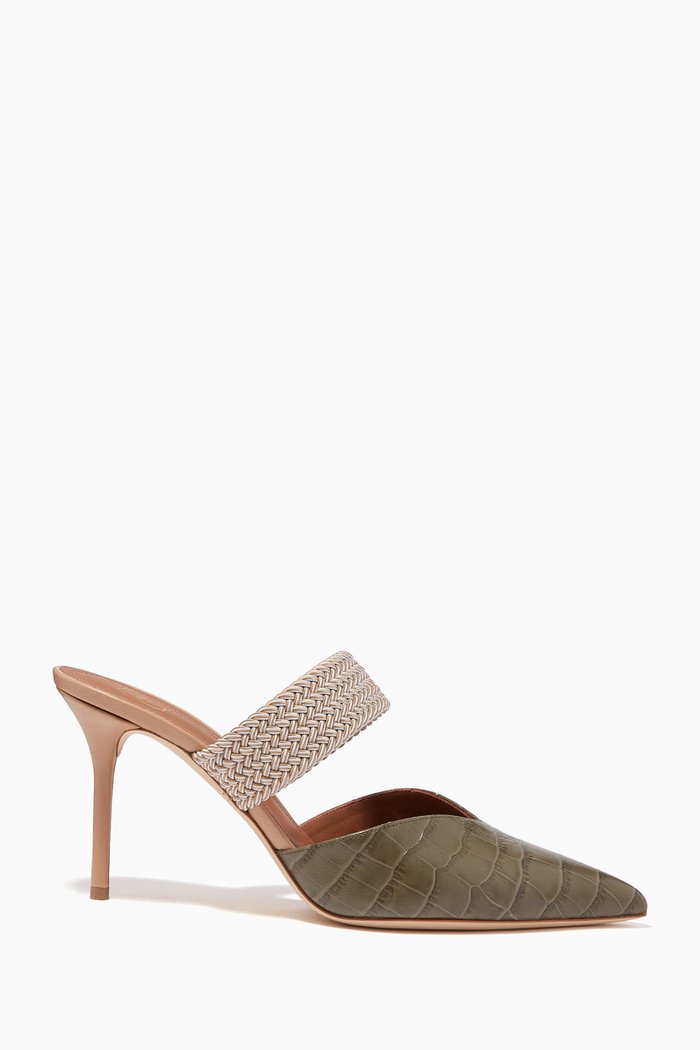 

Maisie 85 Mules in Croc-Embossed Leather, Green