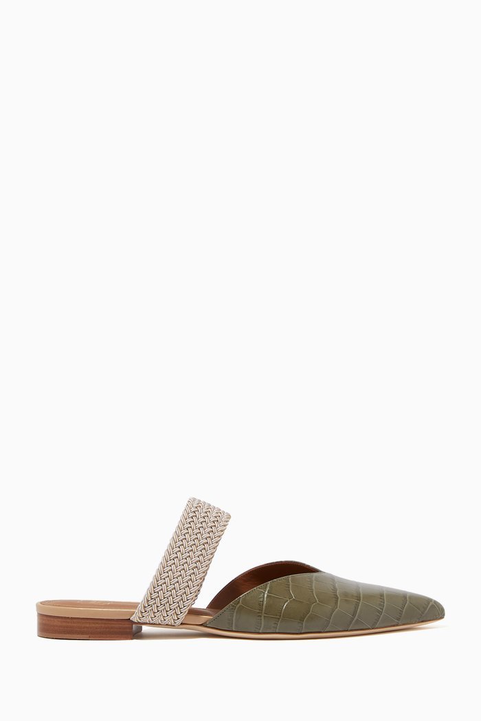 

Maisie Flats in Croc-Embossed Leather, Green