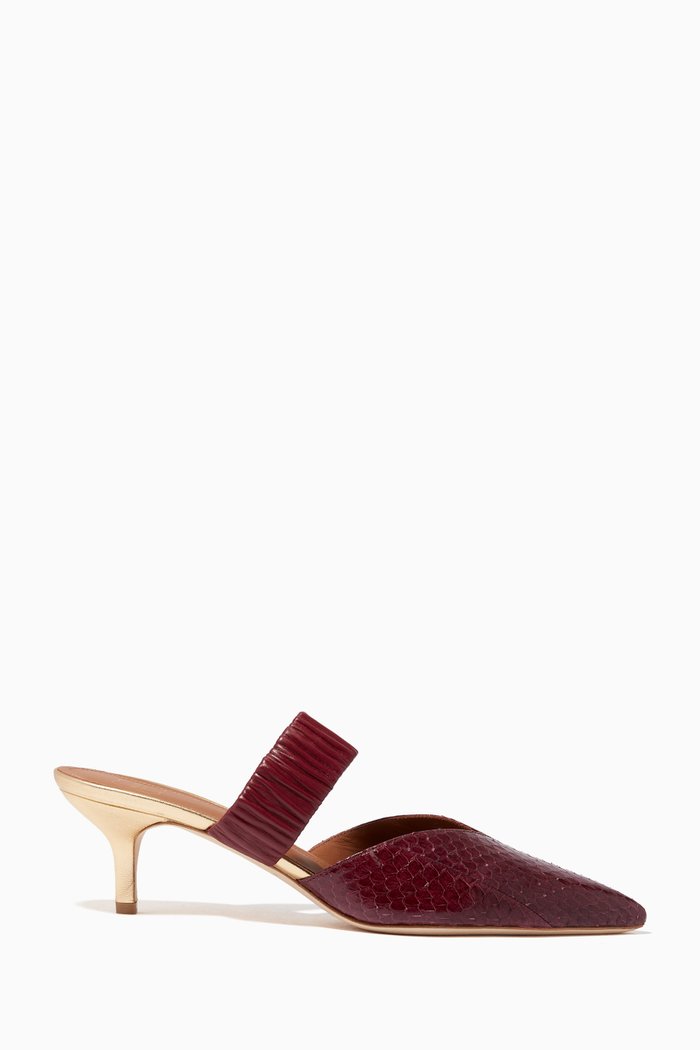 

Matilda 45 Mules in Elaphé Leather, Burgundy