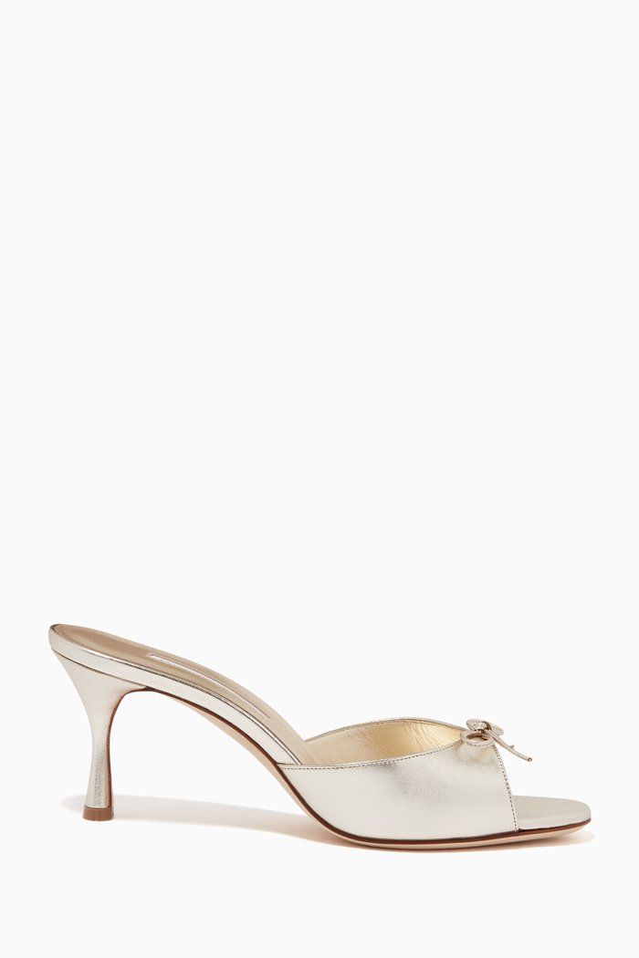 Saysoma 70 Mules in Laminated Nappa, Gold