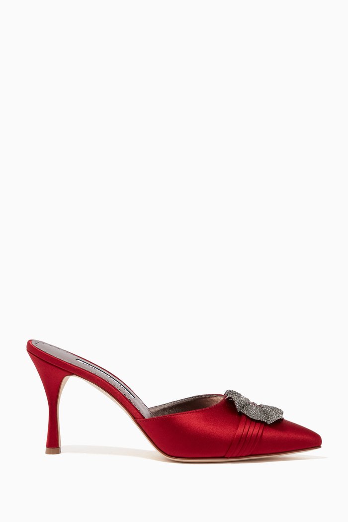 

Salvora 90 Mules in Satin, Burgundy