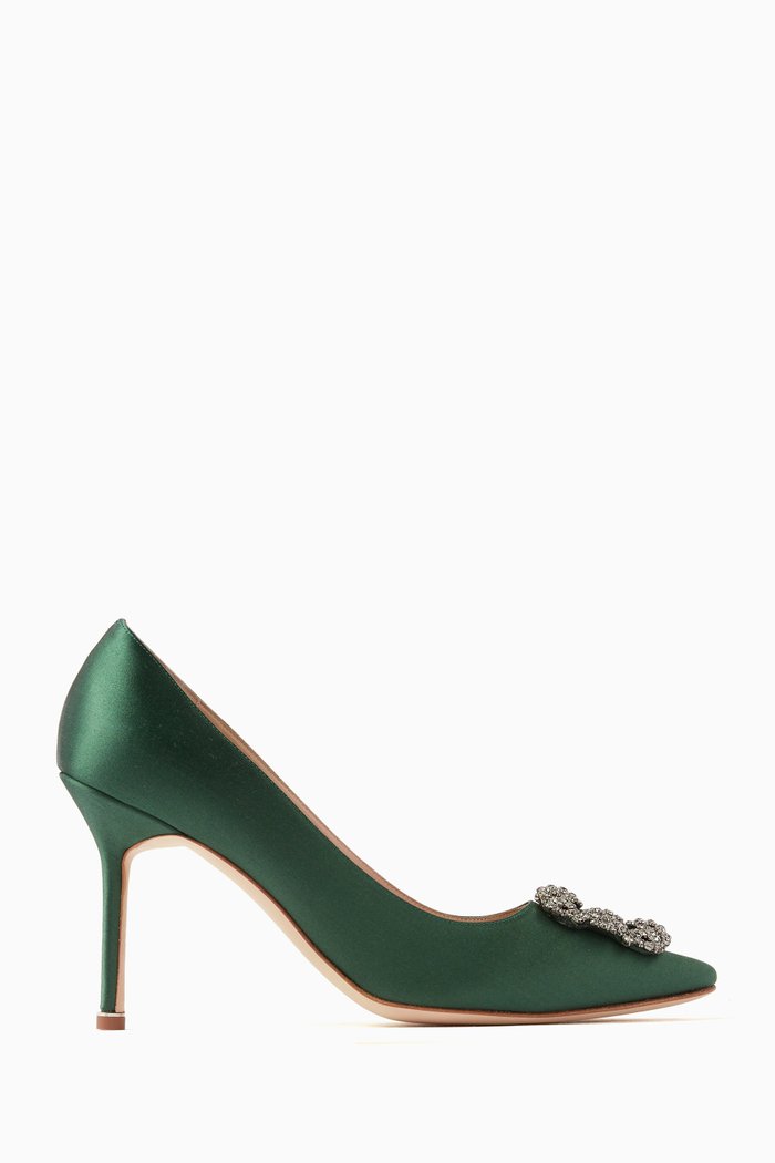 Hangisi 90 Pumps in Satin, Green