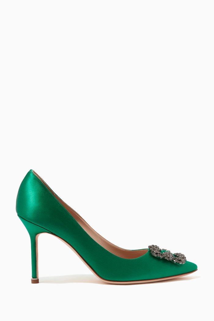 

Hangisi 90 Pumps in Satin, Green