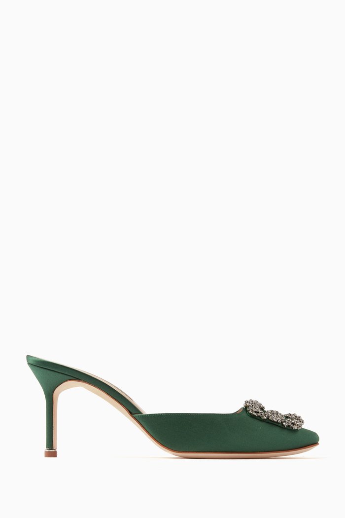 

Hangisimu 70 Mules in Satin, Green