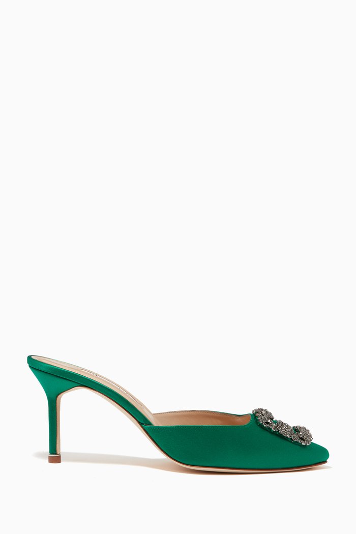 

Hangisimu 70 Mules in Satin, Green