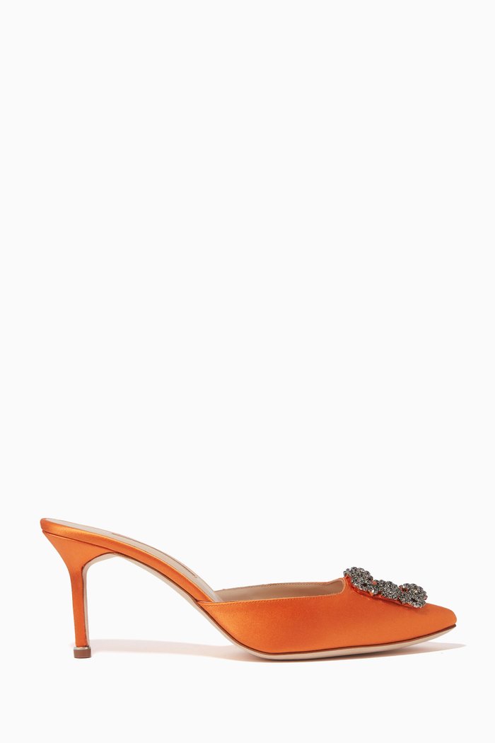 Hangisimu 70 Mules in Satin, Orange