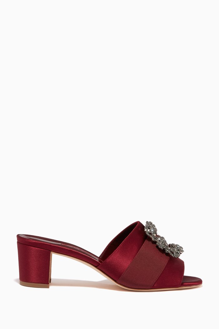 

Martanew 70 Mules in Satin, Burgundy