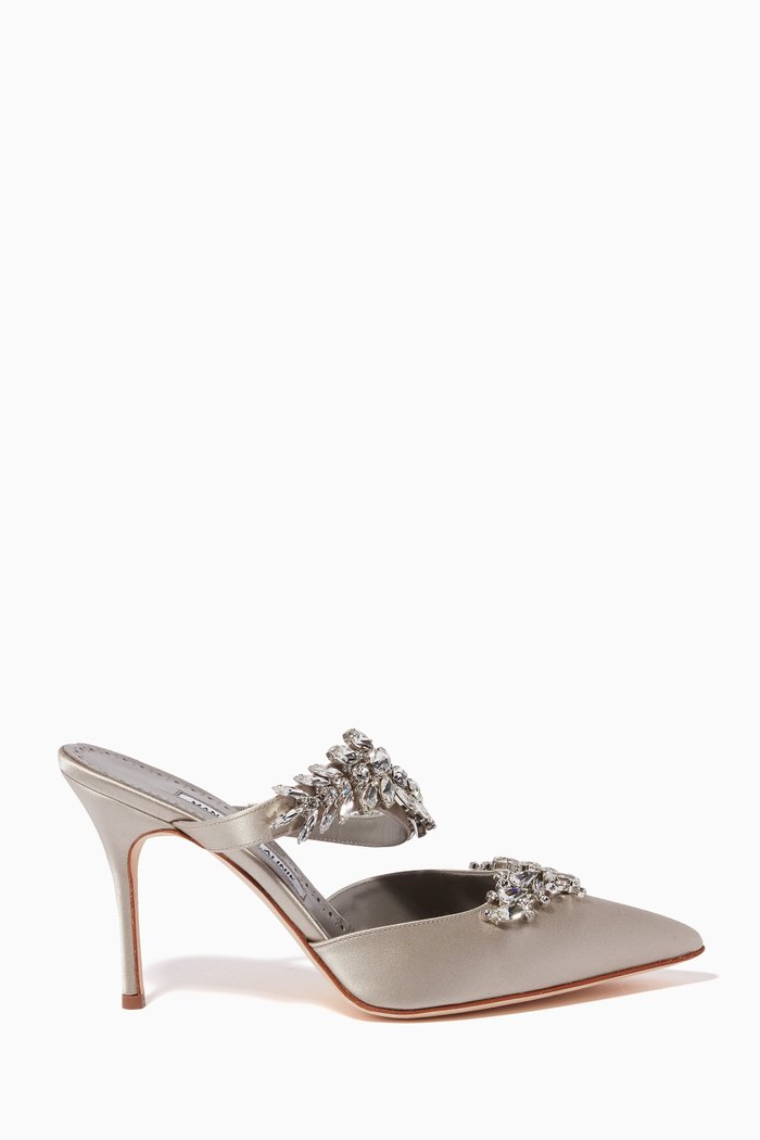 

Lurum 90 Mules in Satin, Grey