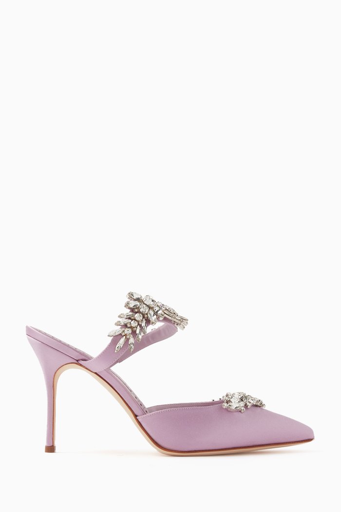

Lurum 90 Mules in Satin, Purple