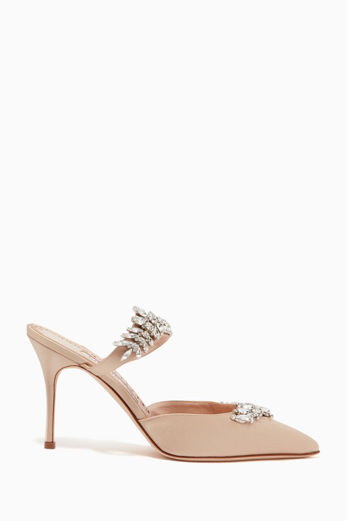 

Lurum 90 Mules in Satin, Neutral