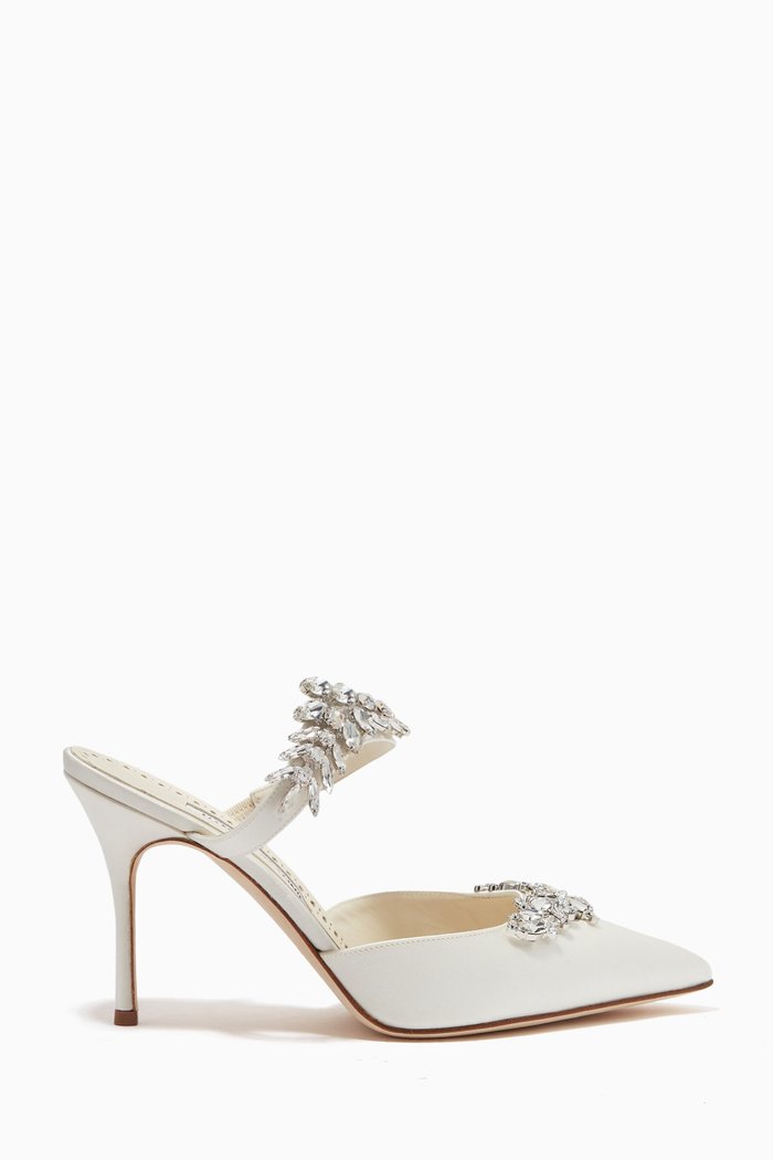 

Bridal Lurum 90 Mules in Satin, White
