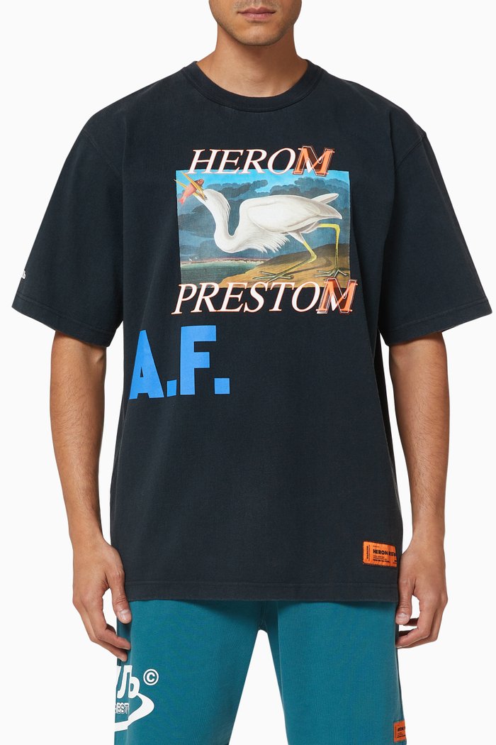

Heron A.F. Oversized Cotton T-Shirt, Black