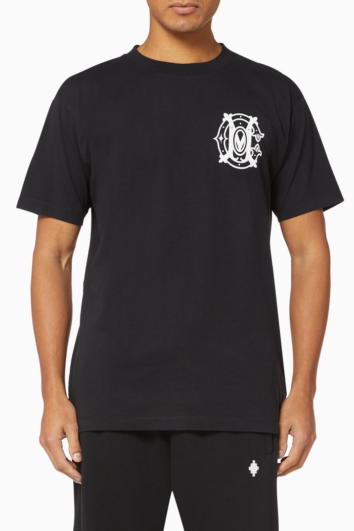 

Monogram Print Cotton T-Shirt, Black