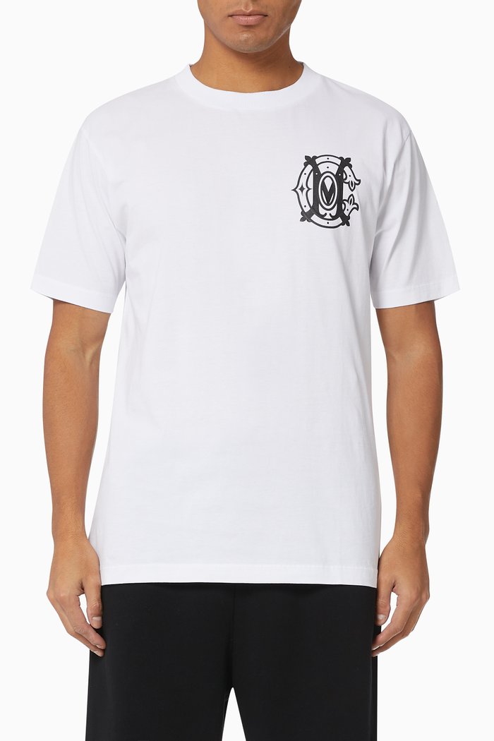 

Monogram Print Cotton T-Shirt, White