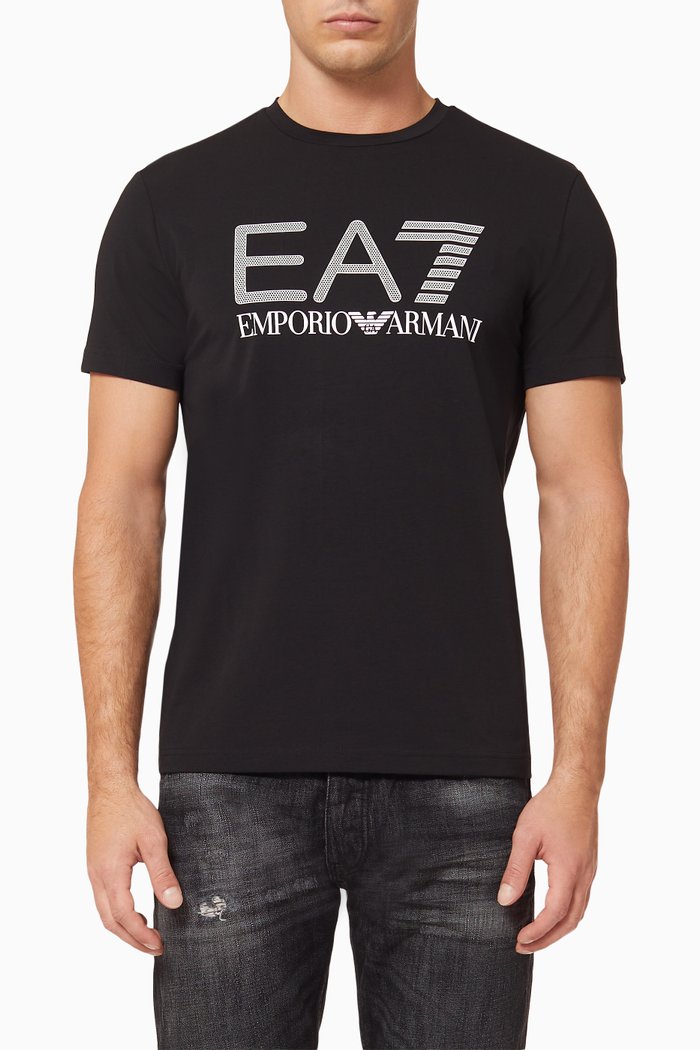EA7 Macro Logo Jersey Print, Black