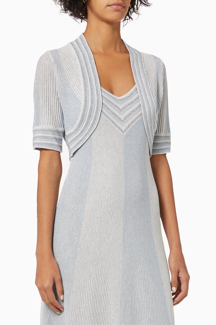 

Colour Block Knit Lurex Cropped Cardigan, Blue