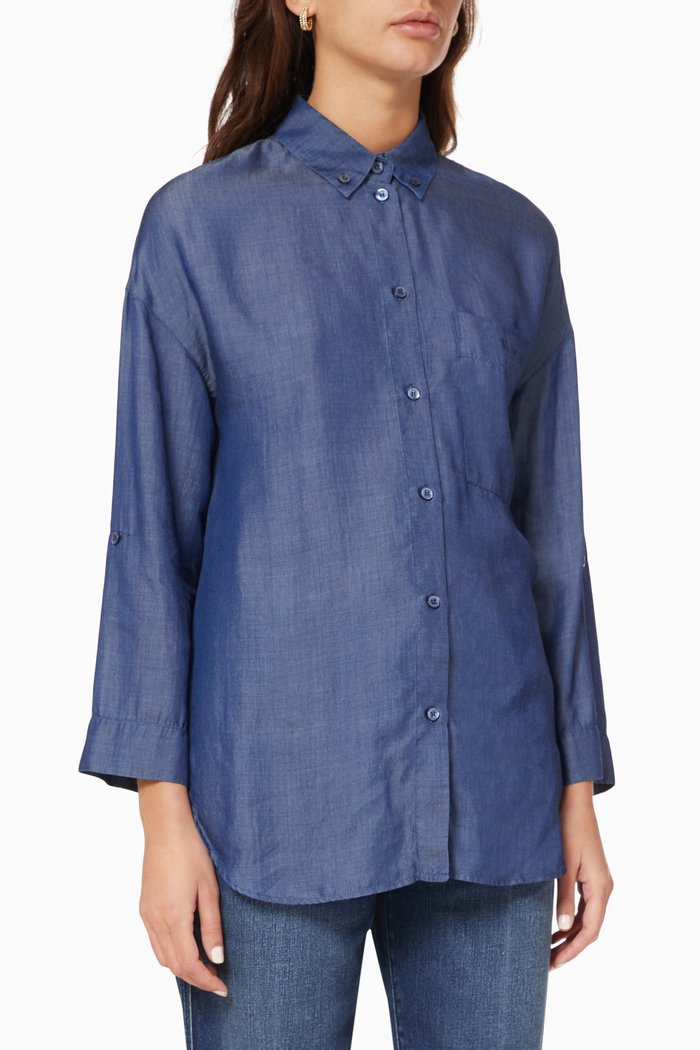 

Button-Down Denim Shirt, Blue