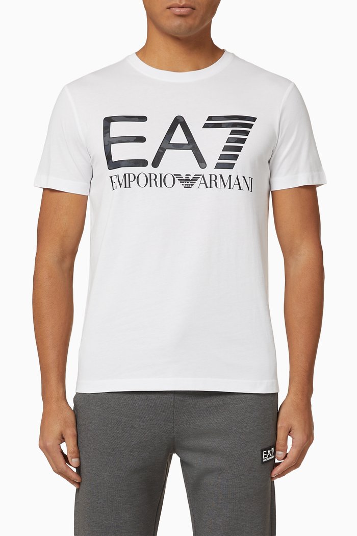 EA7 Camo Logo Jersey T-Shirt, White