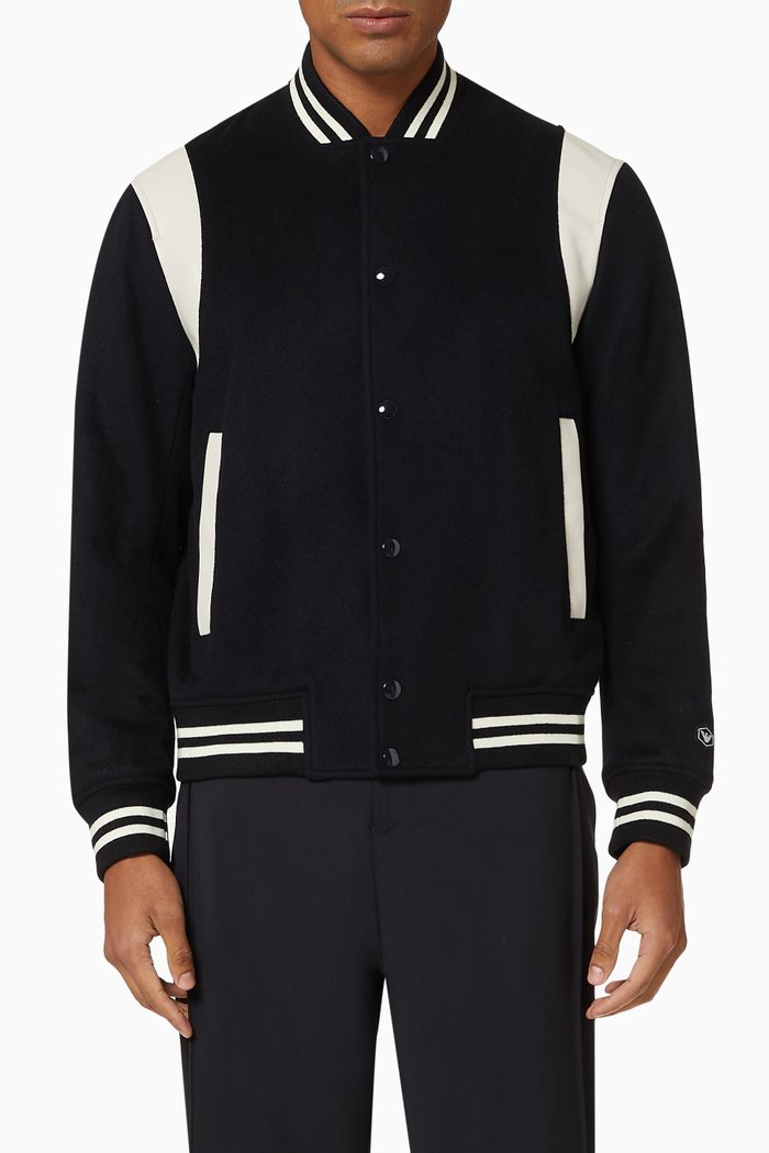 

Cashmere Wool Bomber Jacket, Blue