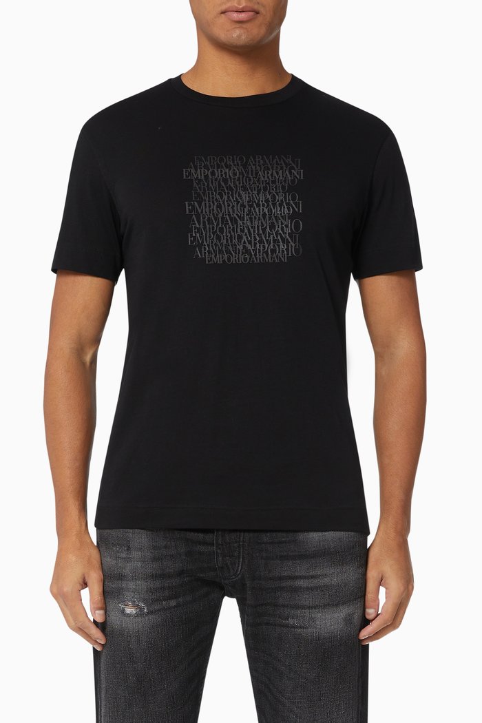 

EA Multi Text Jersey T-Shirt, Black
