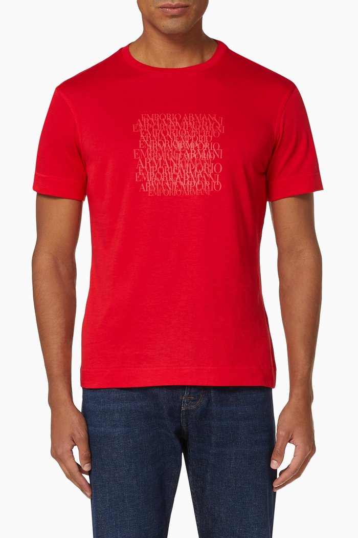 EA Multi Text Jersey T-Shirt, Red