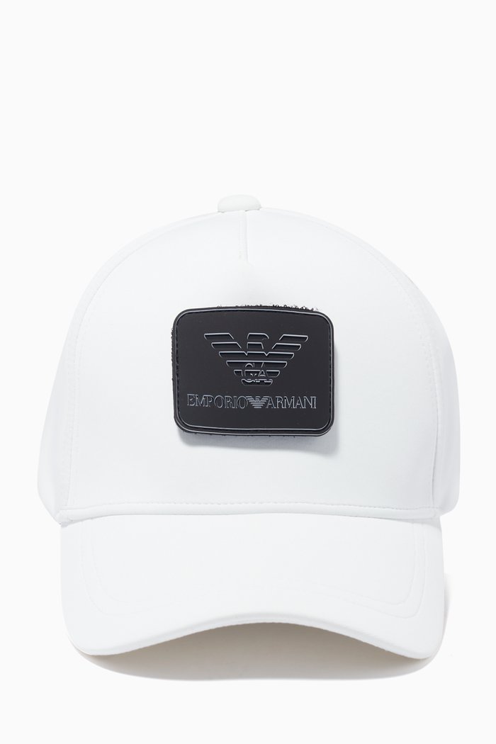 

EA7 Logo Patch Baseball Cap in Gabardine, White